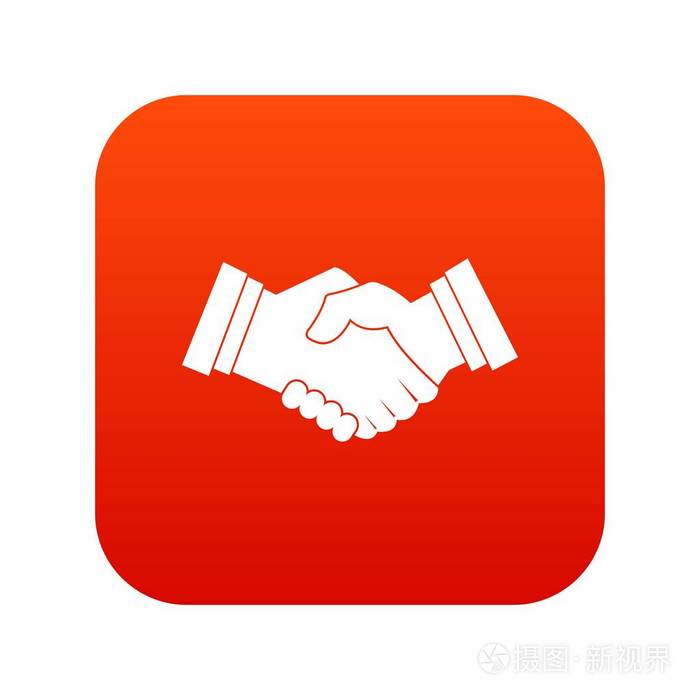 商务握手图标数字红