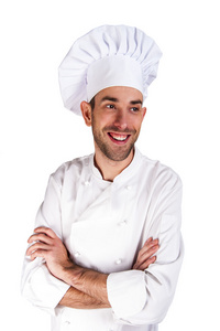 男厨师肖像微笑白色背景