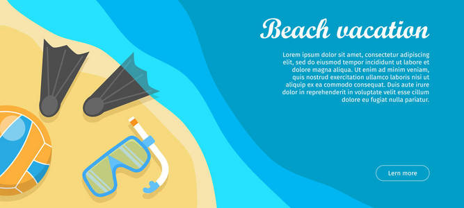 海滩度假平面设计矢量 Web 横幅