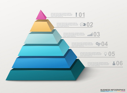 信息图表金字塔与数字和业务图标