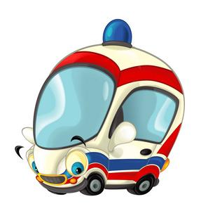 卡通快乐和有趣的救护车车照片