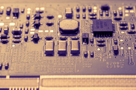 电路板。电子计算机硬件技术。信息工程的组成部分。微距摄影