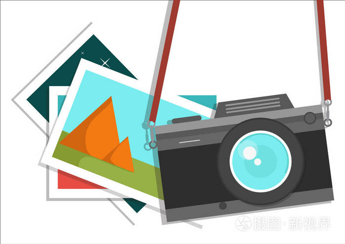 复古相机,老式相机,平面样式设计.旧照片相机