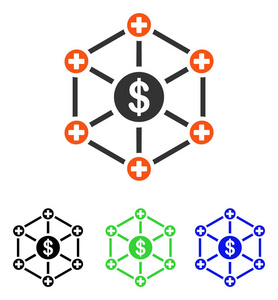 金融医疗网络平面矢量图标