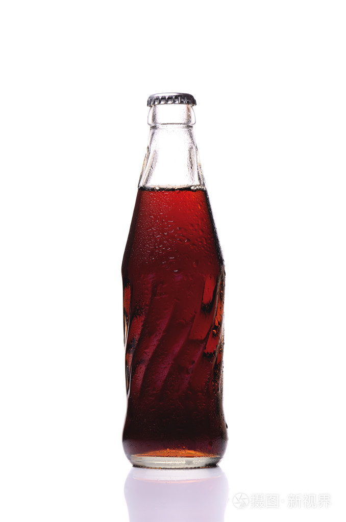 冰冷的玻璃的可乐瓶