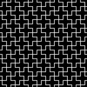 矢量现代无缝几何图案交叉瓷砖黑色和w