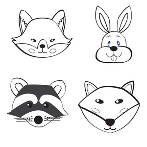 头设置动物黑白卡通和涂鸦风格照片
