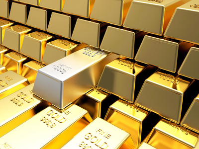 成堆的黄金酒吧照片