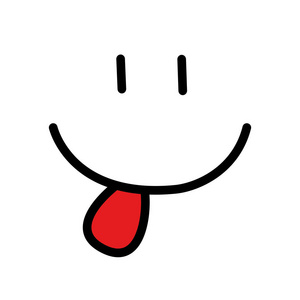 笑脸图标,带红色的舌头.