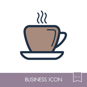 咖啡杯大纲图标。商业发展的标志