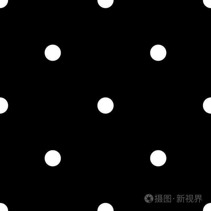 白色圆点无缝模式上黑色背景使目炫经典白色波尔卡圆点纺织