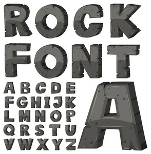 与石头块英文字母的字体设计图片