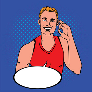 男人,显示好成功波普艺术漫画复古风格与半色调照片