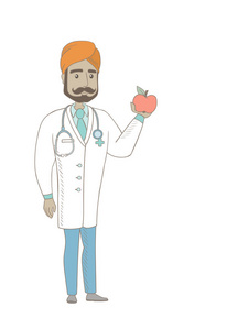 印度营养学家提供新鲜的红苹果