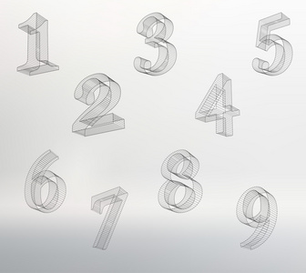 矢量低聚数字字体。设置多边形数字母表。矢量图