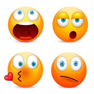 3d 的真实表情.悲伤, 快乐, 愤怒的脸.有趣的卡通人物.mood.vec插画