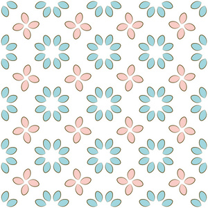 简单浪漫无缝花纹与蓝色和粉红色的花花瓣最佳适合的纺织和其他印刷品