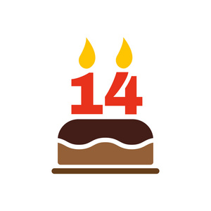 生日蛋糕蜡烛的 14 号图标形式生日的符号单位照片