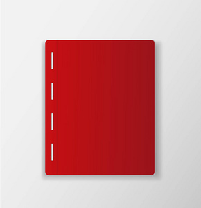 顶视图红色笔记本上白色桌子背景空白纸张湾