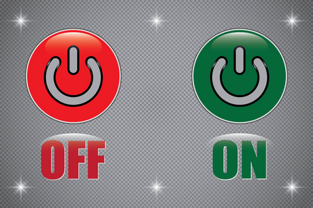 打开和关闭切换开关按钮.红色和绿色照片