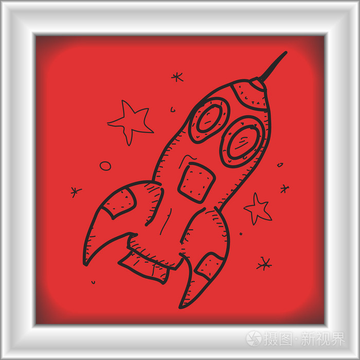 简便的涂鸦的太空火箭插画-正版商用图片0din69-摄图新视界