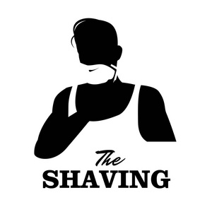 剃须的人。剃刀和剃须泡沫。理发店的标志
