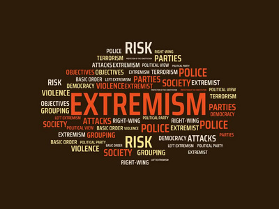 极端主义图像与文字相关主题极端主义 词 图像 插图