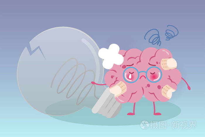 可爱的卡通大脑