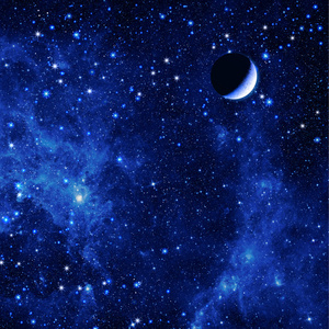星空月亮插画图片