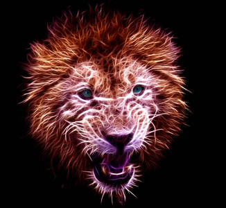 数码插画的狮子