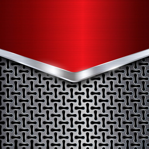 红色的铬.金属网格.矢量图照片
