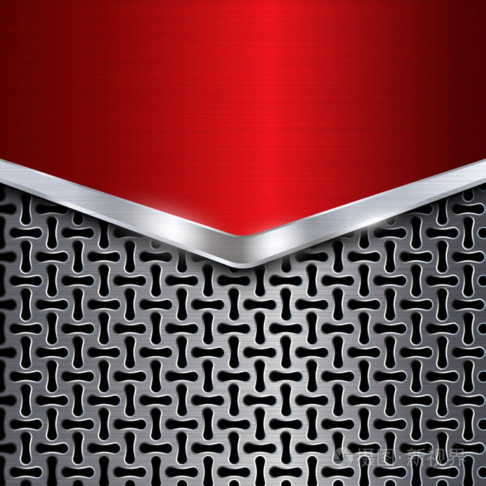 红色的铬.金属网格.矢量图