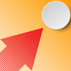 3d 灰色圆红半色调上的箭头橙色背景为商业图形背景概念