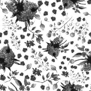 无缝的水彩花卉图案。花纹理