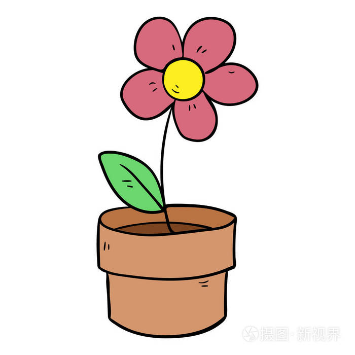 在花盆里的花植物的插图