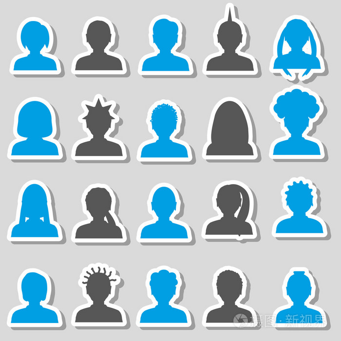 男人和女人头简单头像贴纸集的eps10