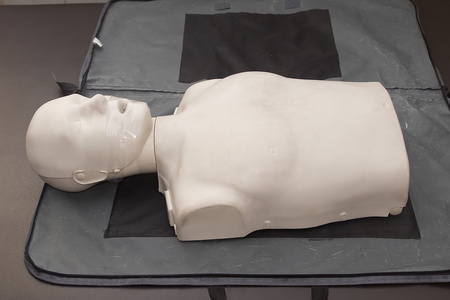 心肺复苏术训练用的假人模型照片