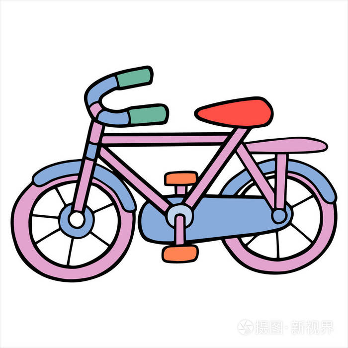 孤立在白色的自行车卡通插图