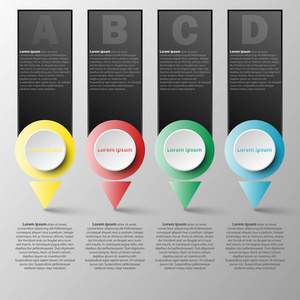 四个 3d 彩色环形纸点内容业务信息图表概念图形设计理念矢量信息图表设计模板