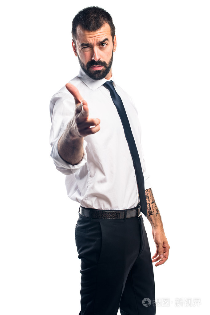 商人做枪的手势