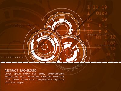 抽象的技术背景与齿轮图案，矢量图