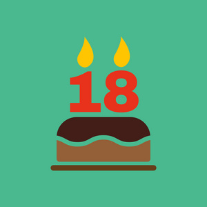 生日蛋糕蜡烛的 18 号图标形式.生日的符号.单位照片