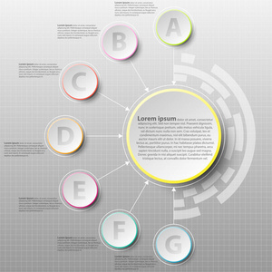 五颜六色的纸圈与网站演示文稿封面海报矢量设计信息图图概念的七个问题