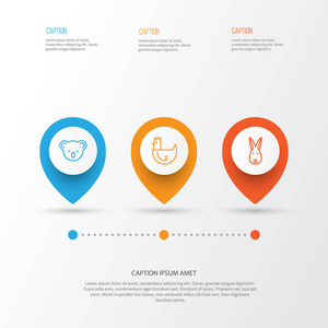 动物学的图标集。母鸡 小兔子 有袋类动物和其他元素的集合。此外包括符号，如有袋动物，鸡，承担
