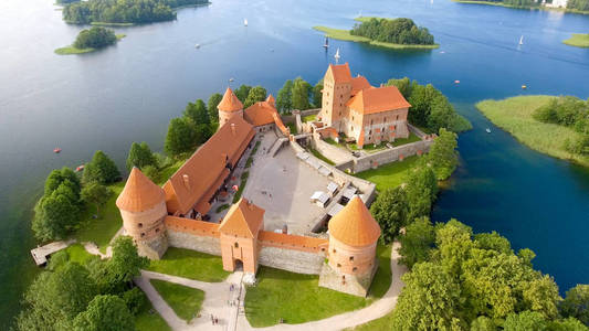 特拉凯城堡，立陶宛的鸟瞰图