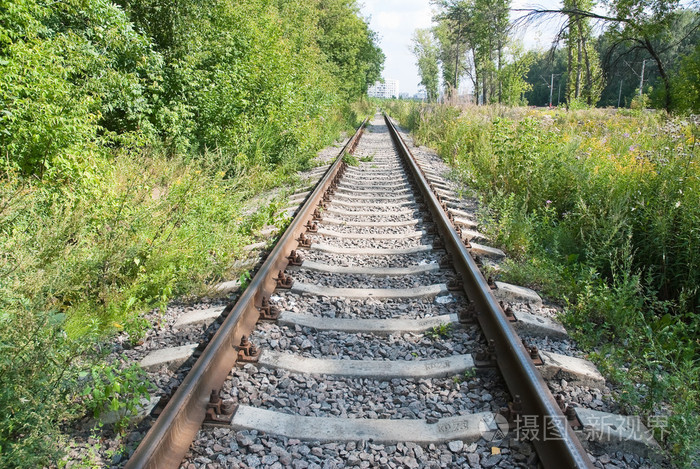 杂草丛生的单线铁路
