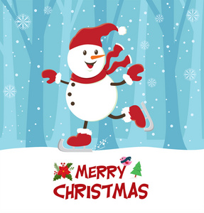 老式圣诞节海报设计与雪人图片