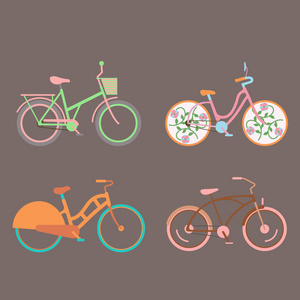 矢量自行车复古风格旧自行车运输复古骑车辆夏季周期运输图