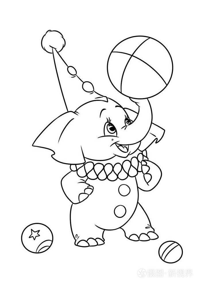 着色页大象马戏团卡通