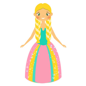 可爱的童话公主与金发女郎辫子.